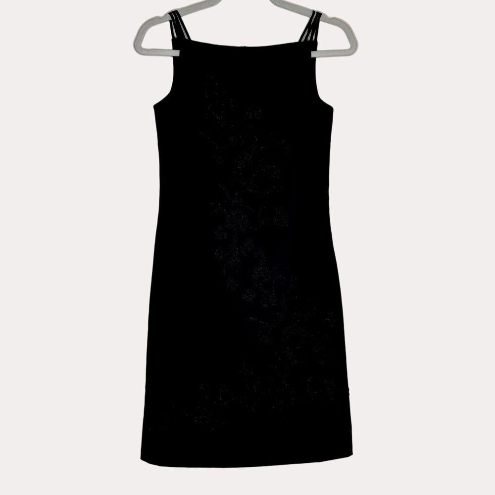 Sangria Petite Beaded Sheath Dress Square Neck Black 4P